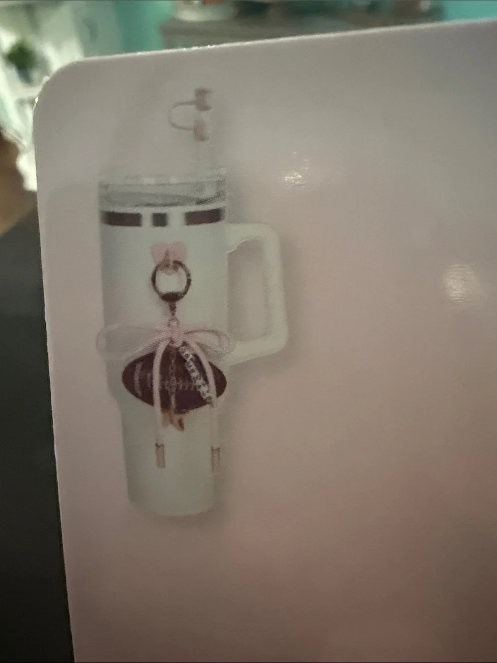 - Pink Football Keychain Charm